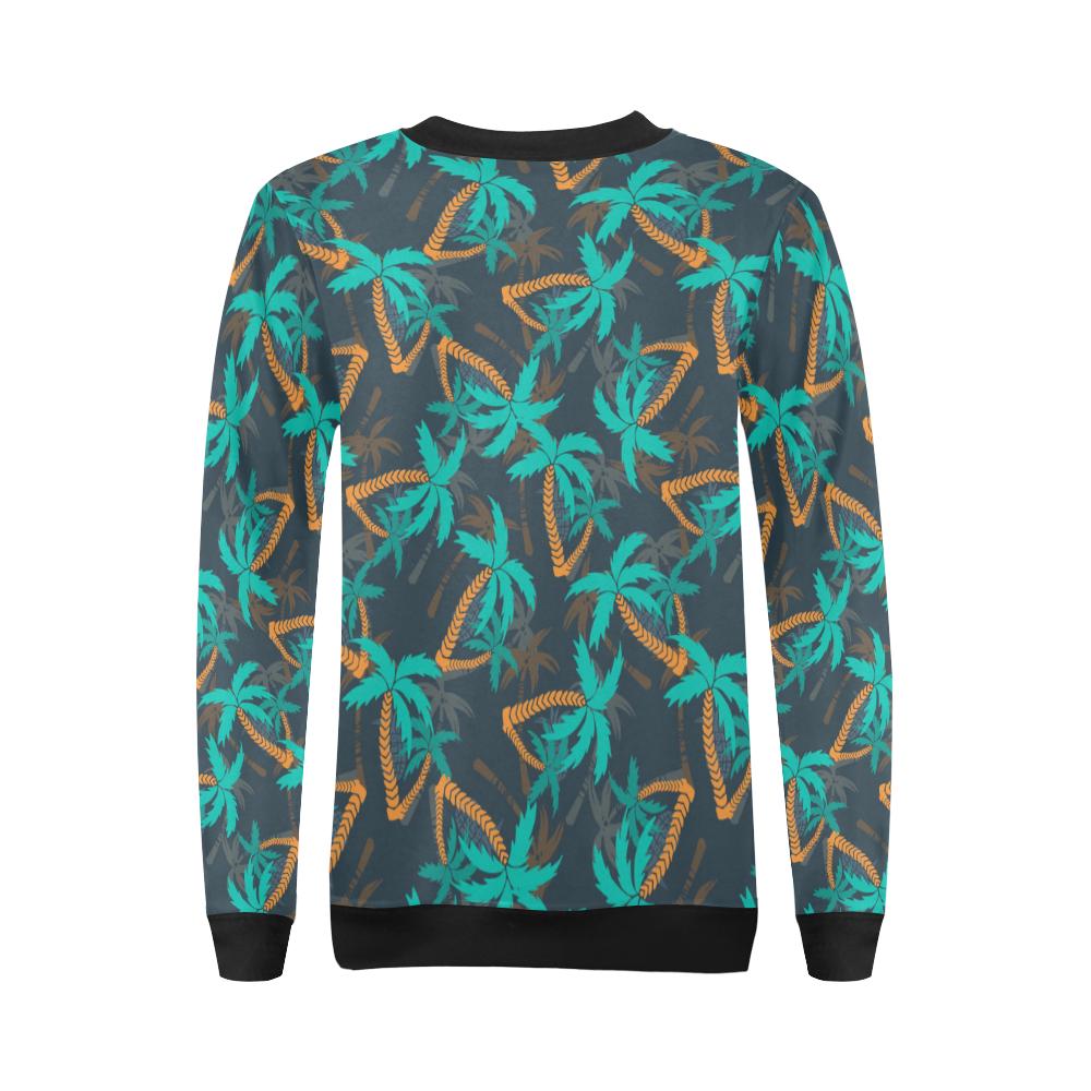 Palm Tree Pattern Print Design PT01 Women Long Sleeve Sweatshirt-JorJune
