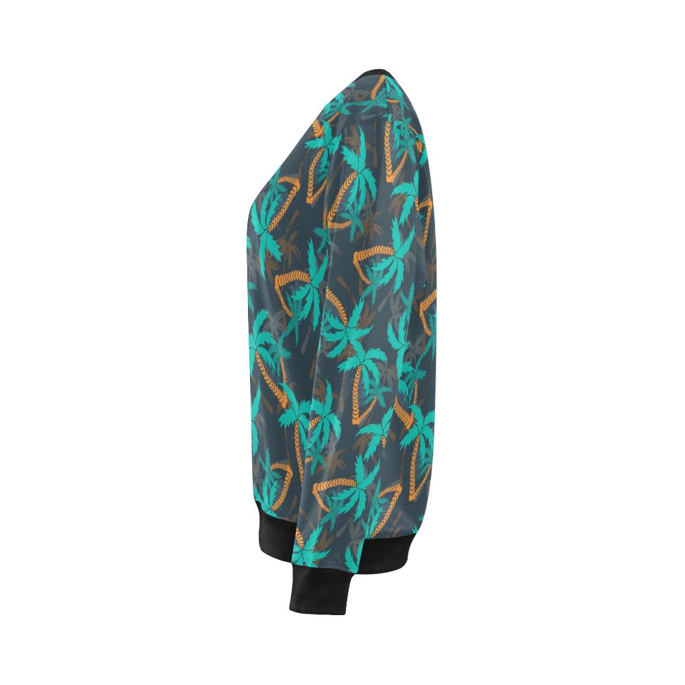 Palm Tree Pattern Print Design PT01 Women Long Sleeve Sweatshirt-JorJune