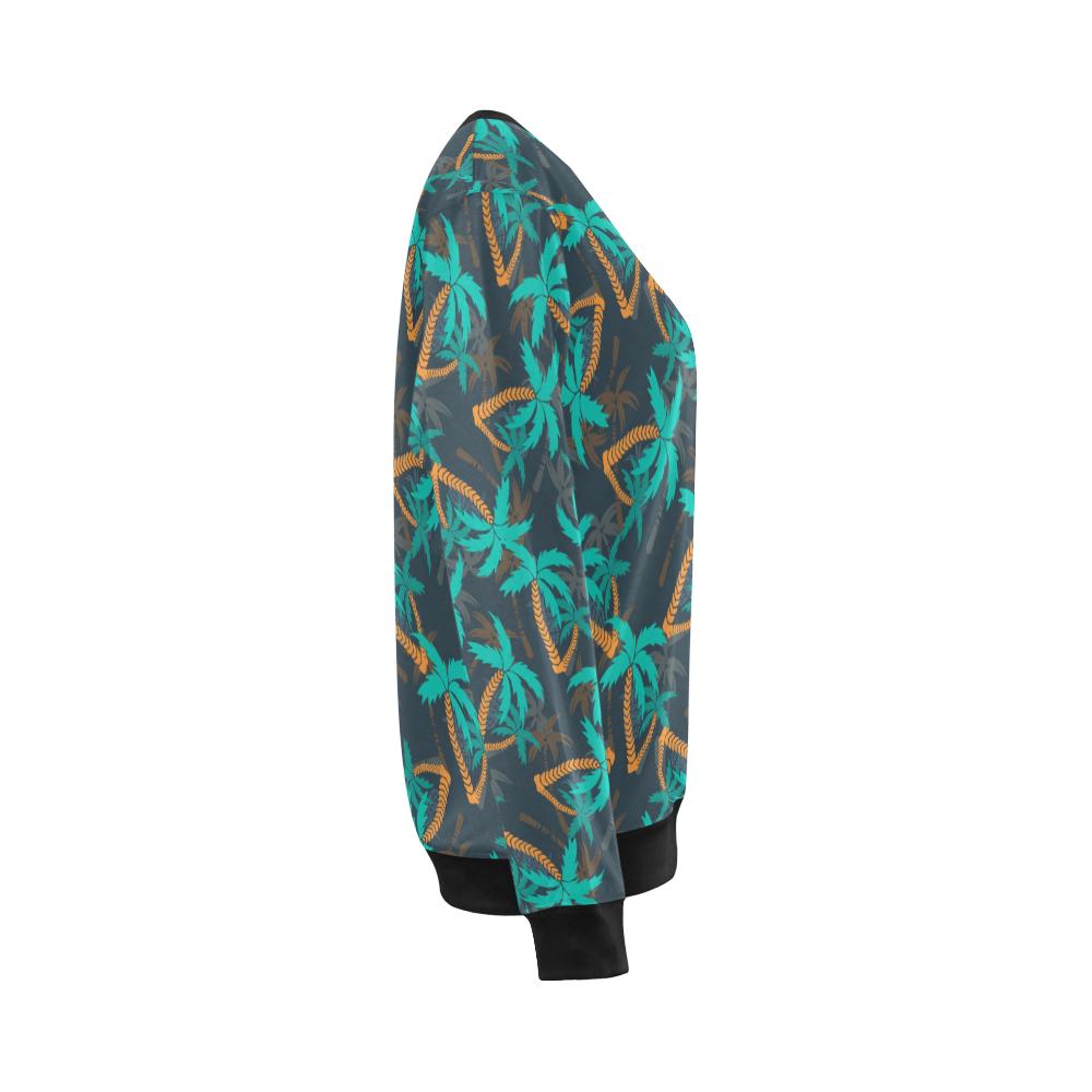 Palm Tree Pattern Print Design PT01 Women Long Sleeve Sweatshirt-JorJune