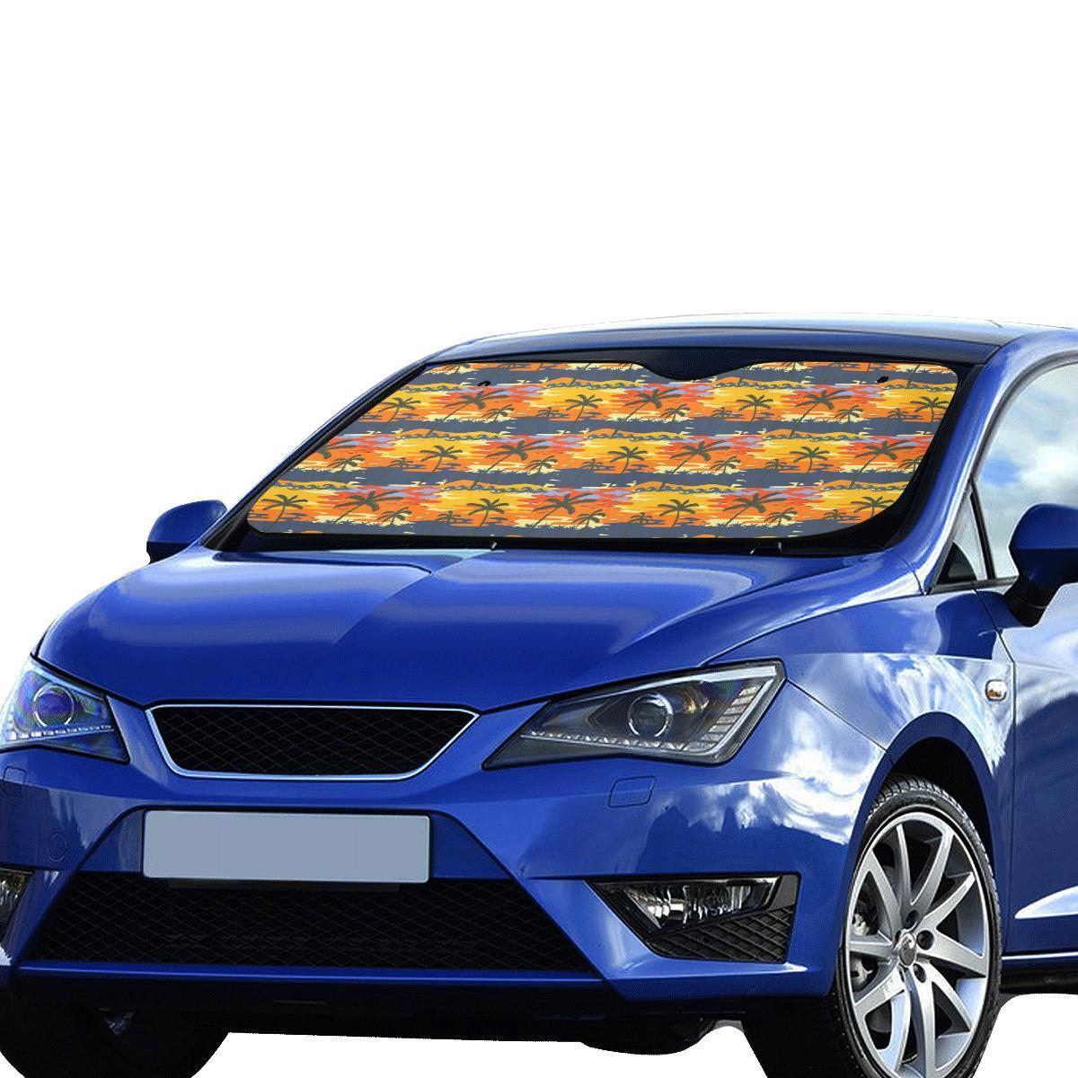 Palm Tree Pattern Print Design PT010 Car Sun Shade-JorJune