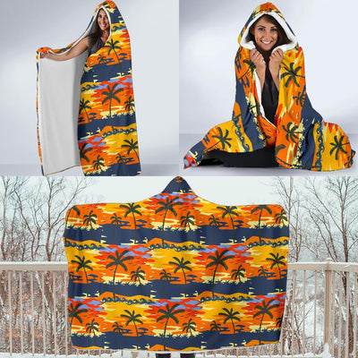 Palm Tree Pattern Print Design PT010 Hooded Blanket-JORJUNE.COM