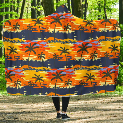 Palm Tree Pattern Print Design PT010 Hooded Blanket-JORJUNE.COM