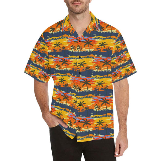 Palm Tree Pattern Print Design PT010 Men Hawaiian Shirt-JorJune