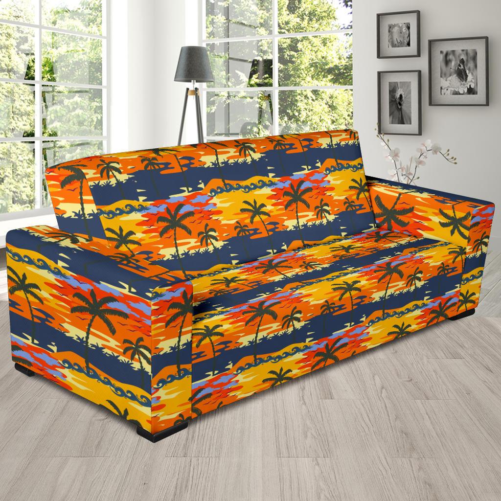 Palm Tree Pattern Print Design PT010 Sofa Slipcover-JORJUNE.COM