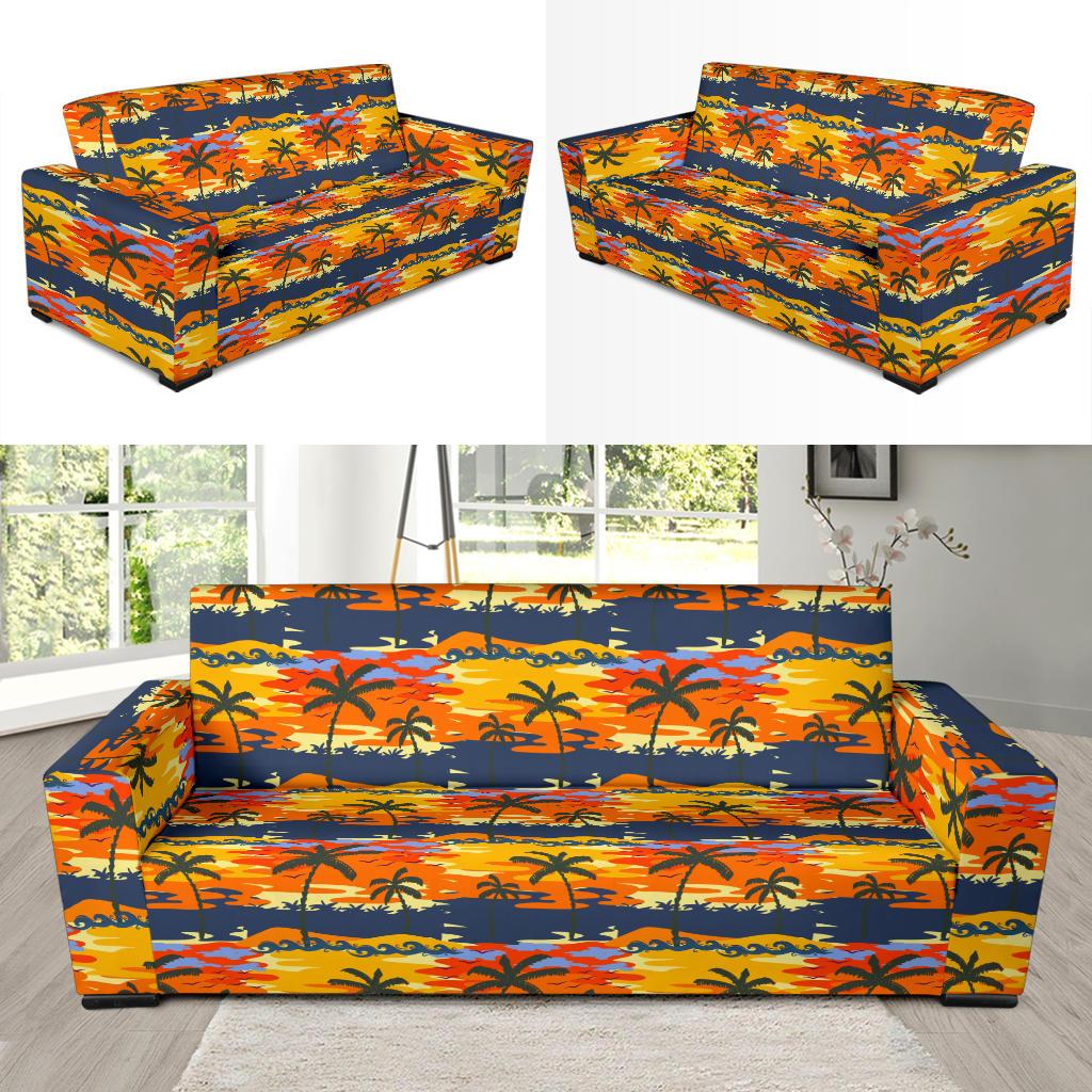Palm Tree Pattern Print Design PT010 Sofa Slipcover-JORJUNE.COM