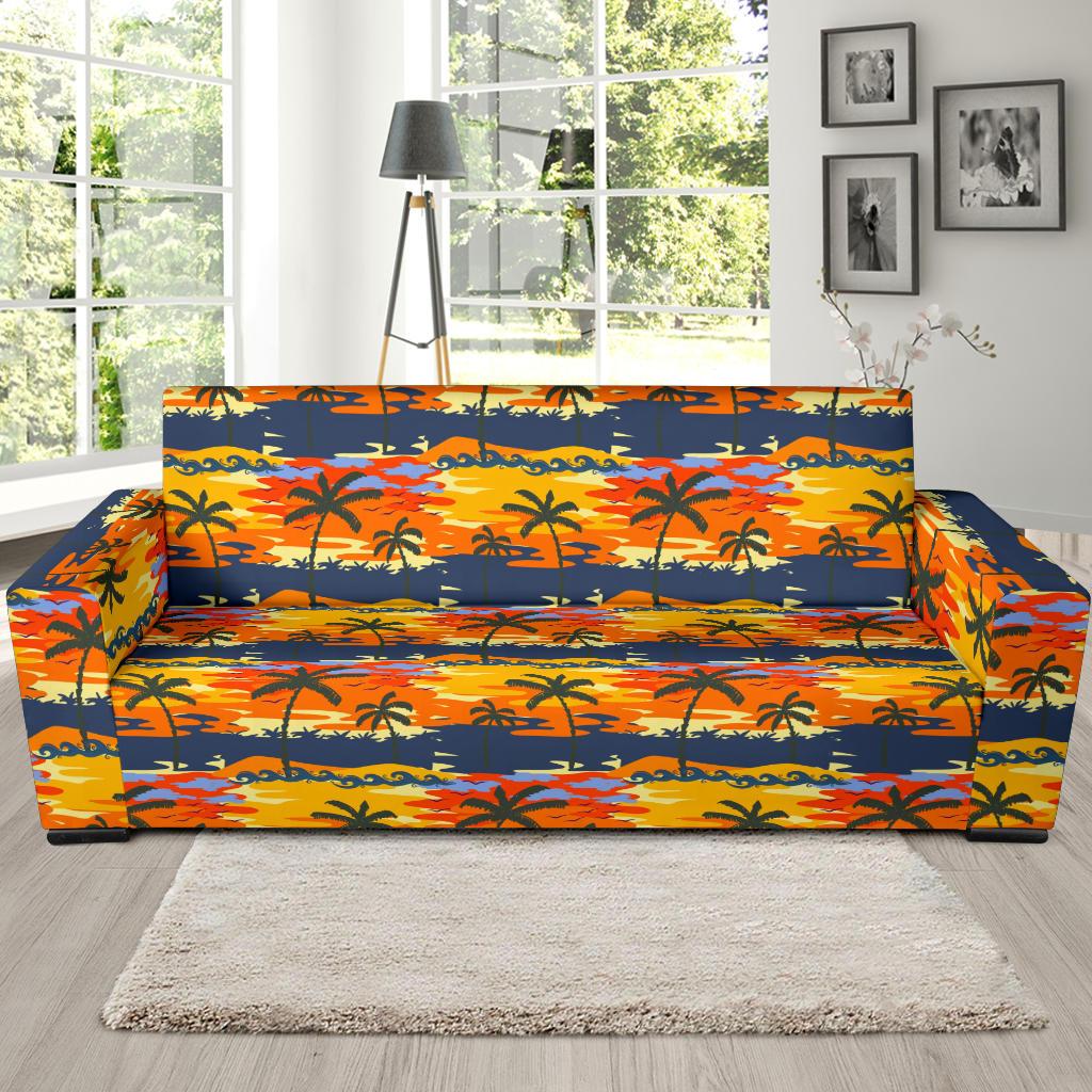 Palm Tree Pattern Print Design PT010 Sofa Slipcover-JORJUNE.COM