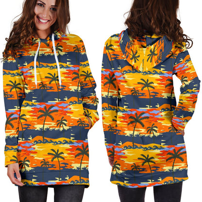 Palm Tree Pattern Print Design PT010 Women Hoodie Dress