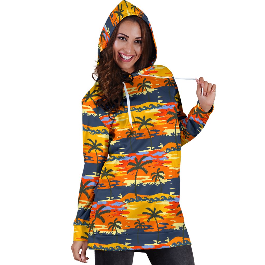 Palm Tree Pattern Print Design PT010 Women Hoodie Dress