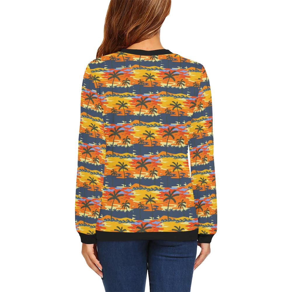 Palm Tree Pattern Print Design PT010 Women Long Sleeve Sweatshirt-JorJune
