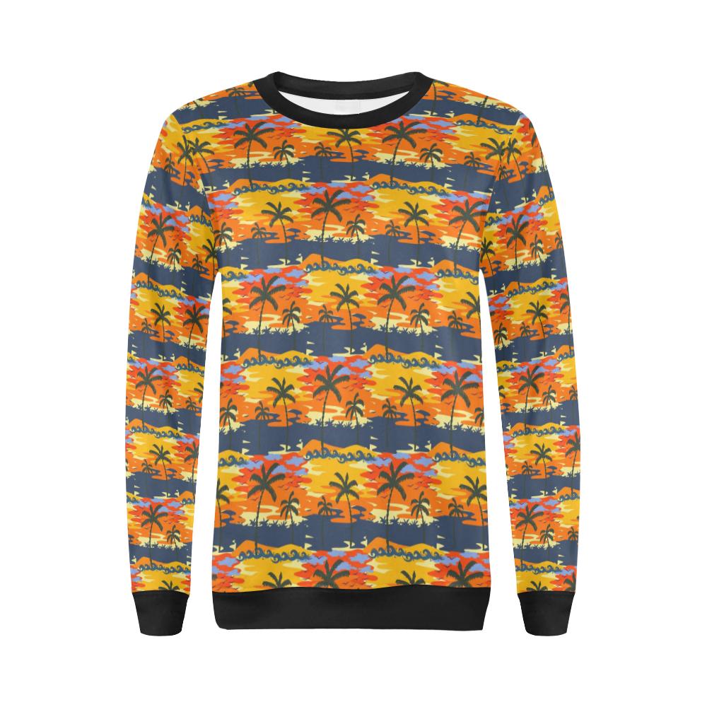 Palm Tree Pattern Print Design PT010 Women Long Sleeve Sweatshirt-JorJune