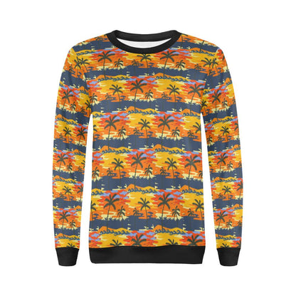 Palm Tree Pattern Print Design PT010 Women Long Sleeve Sweatshirt-JorJune