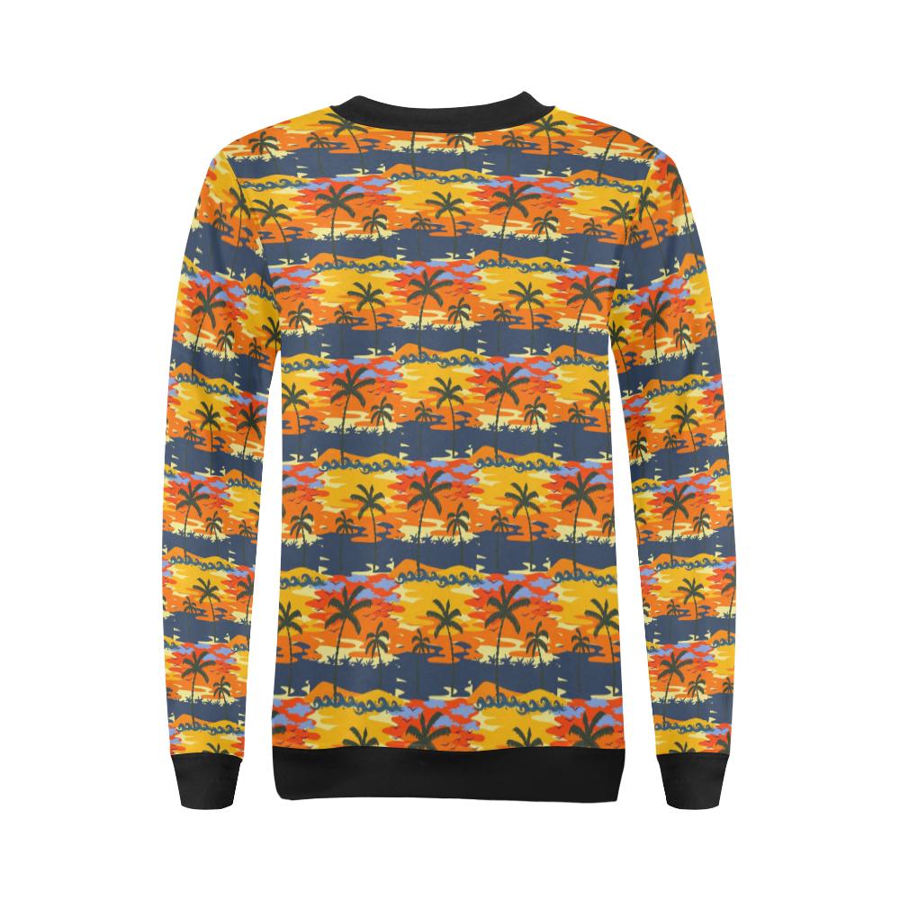 Palm Tree Pattern Print Design PT010 Women Long Sleeve Sweatshirt-JorJune