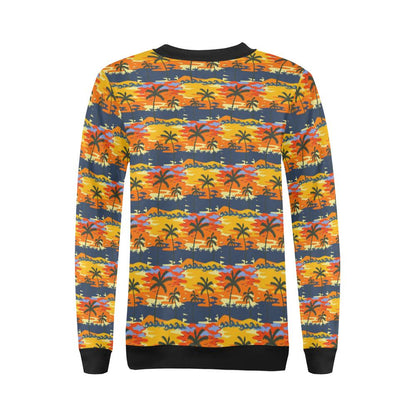 Palm Tree Pattern Print Design PT010 Women Long Sleeve Sweatshirt-JorJune