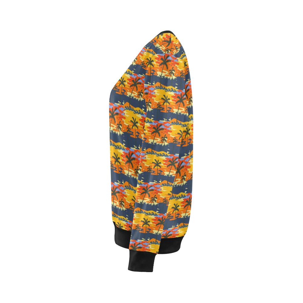 Palm Tree Pattern Print Design PT010 Women Long Sleeve Sweatshirt-JorJune