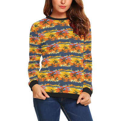 Palm Tree Pattern Print Design PT010 Women Long Sleeve Sweatshirt-JorJune