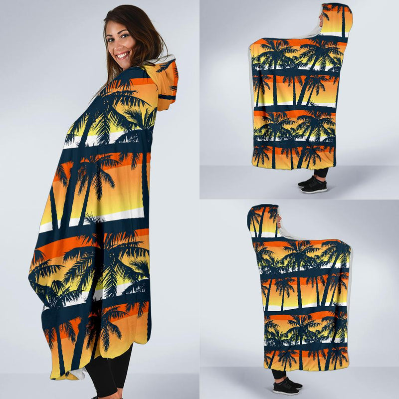 Palm Tree Pattern Print Design PT011 Hooded Blanket-JORJUNE.COM