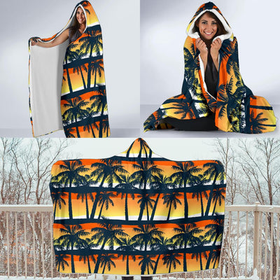 Palm Tree Pattern Print Design PT011 Hooded Blanket-JORJUNE.COM