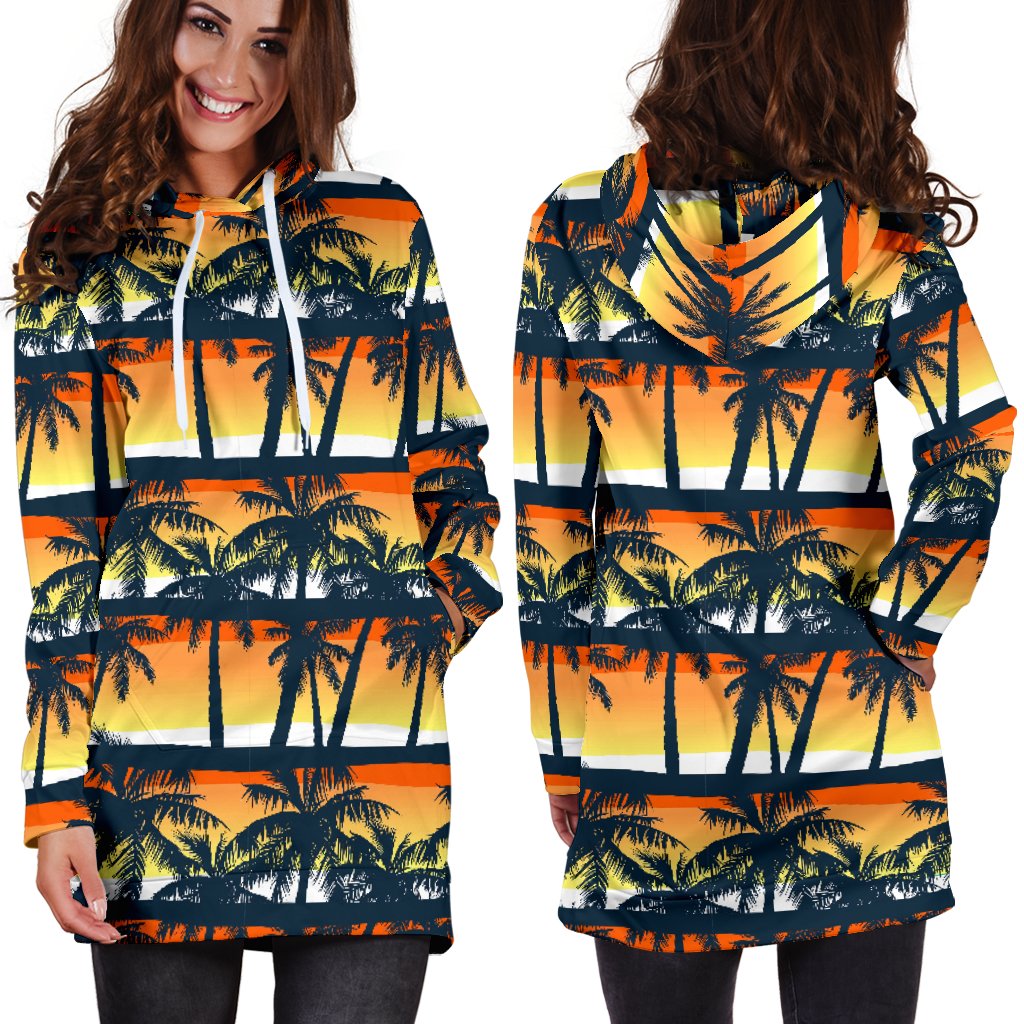 Palm Tree Pattern Print Design PT011 Women Hoodie Dress