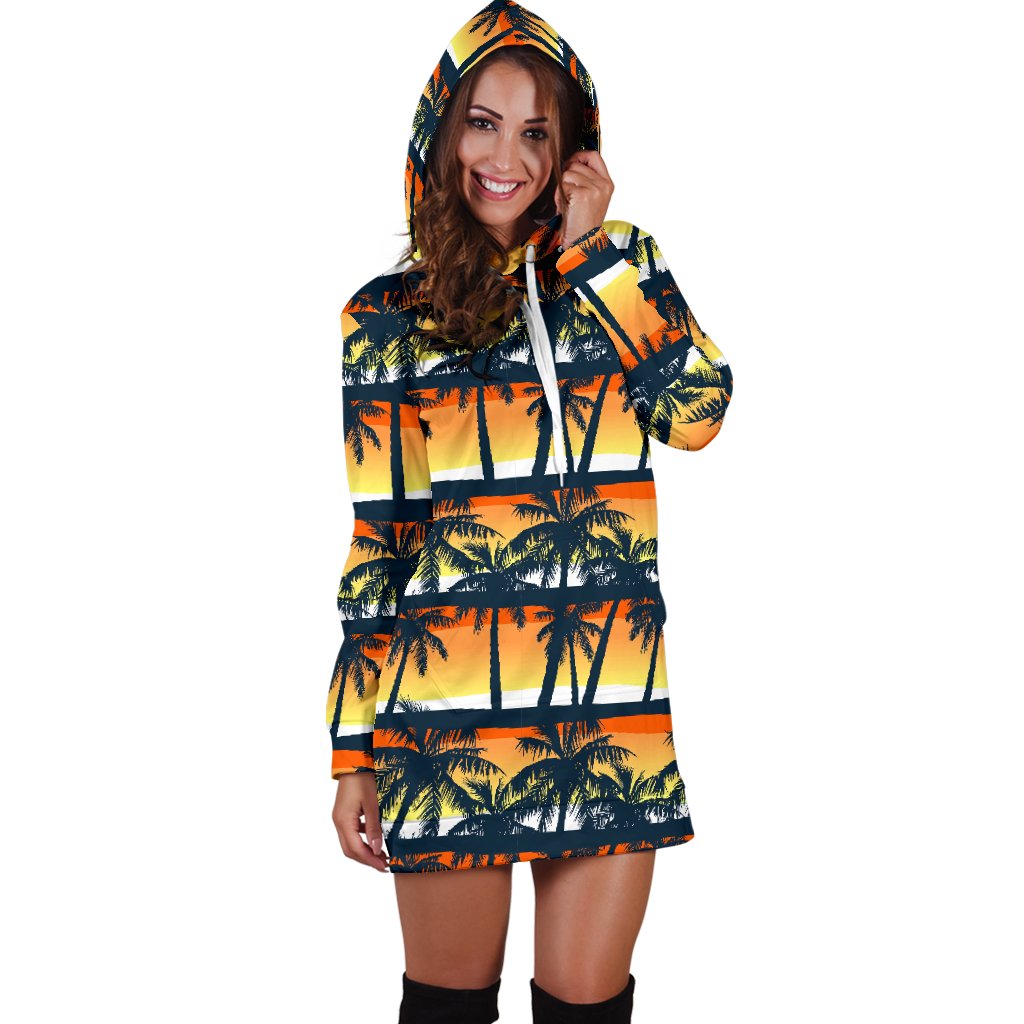 Palm Tree Pattern Print Design PT011 Women Hoodie Dress