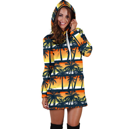 Palm Tree Pattern Print Design PT011 Women Hoodie Dress