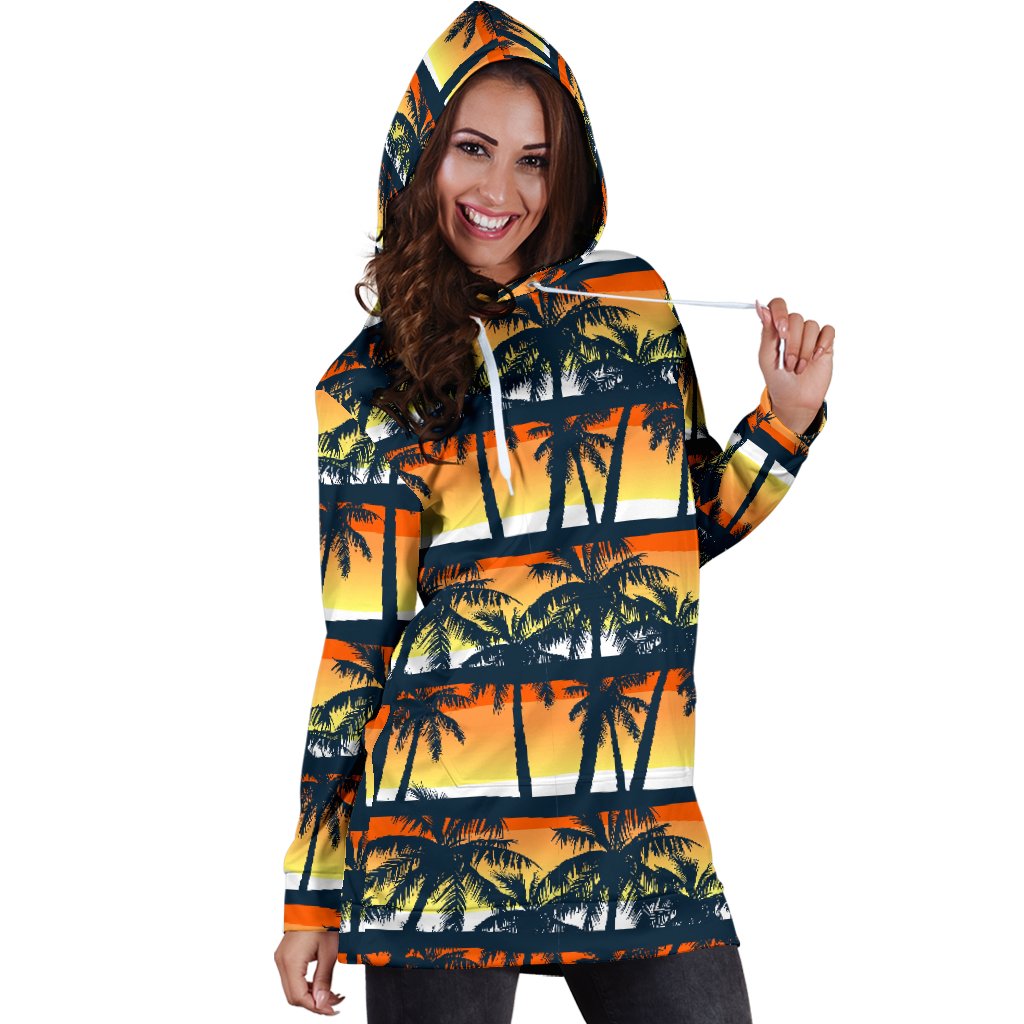 Palm Tree Pattern Print Design PT011 Women Hoodie Dress