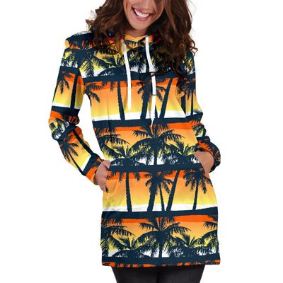 Palm Tree Pattern Print Design PT011 Women Hoodie Dress