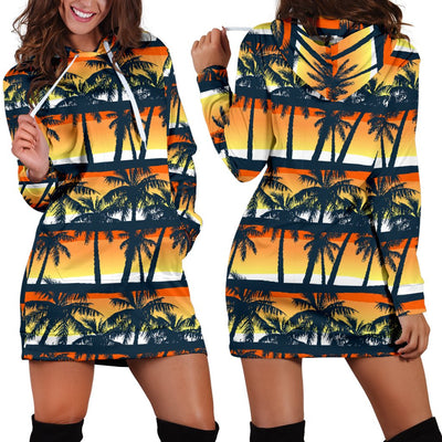 Palm Tree Pattern Print Design PT011 Women Hoodie Dress