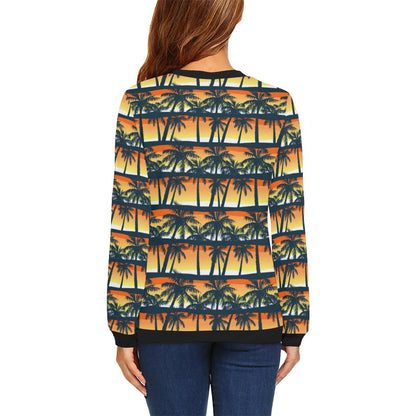 Palm Tree Pattern Print Design PT011 Women Long Sleeve Sweatshirt-JorJune