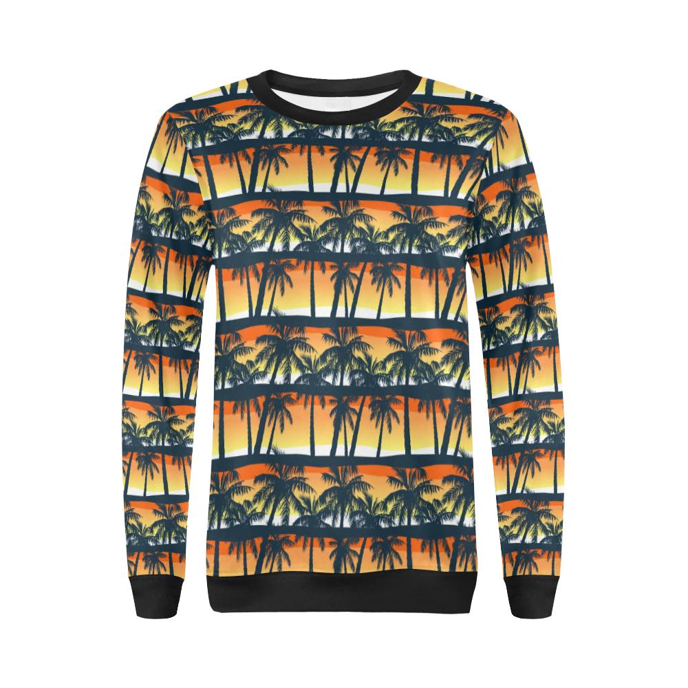Palm Tree Pattern Print Design PT011 Women Long Sleeve Sweatshirt-JorJune
