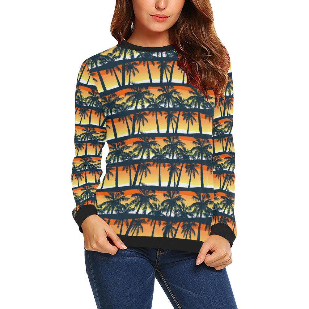 Palm Tree Pattern Print Design PT011 Women Long Sleeve Sweatshirt-JorJune
