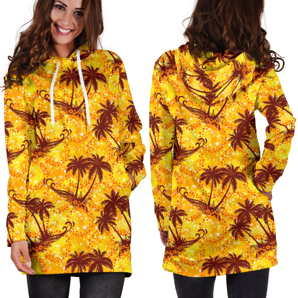 Palm Tree Pattern Print Design PT012 Women Hoodie Dress