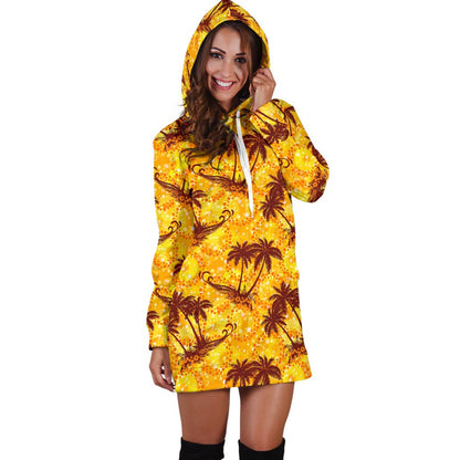 Palm Tree Pattern Print Design PT012 Women Hoodie Dress