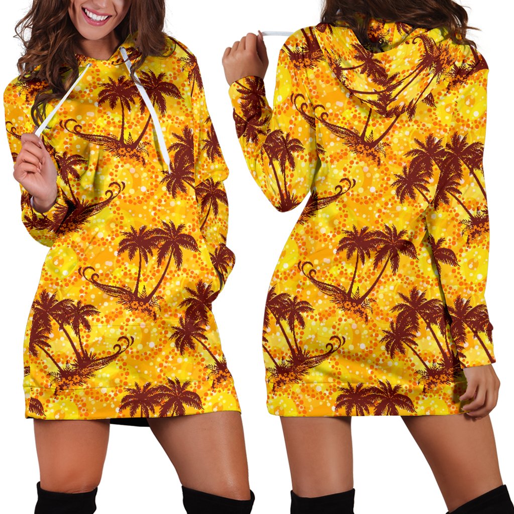 Palm Tree Pattern Print Design PT012 Women Hoodie Dress