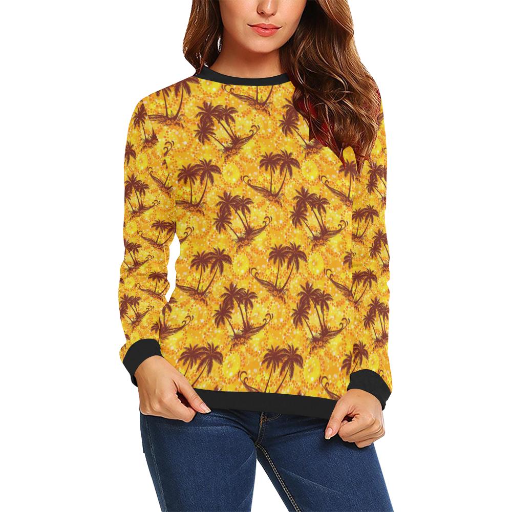 Palm Tree Pattern Print Design PT012 Women Long Sleeve Sweatshirt-JorJune