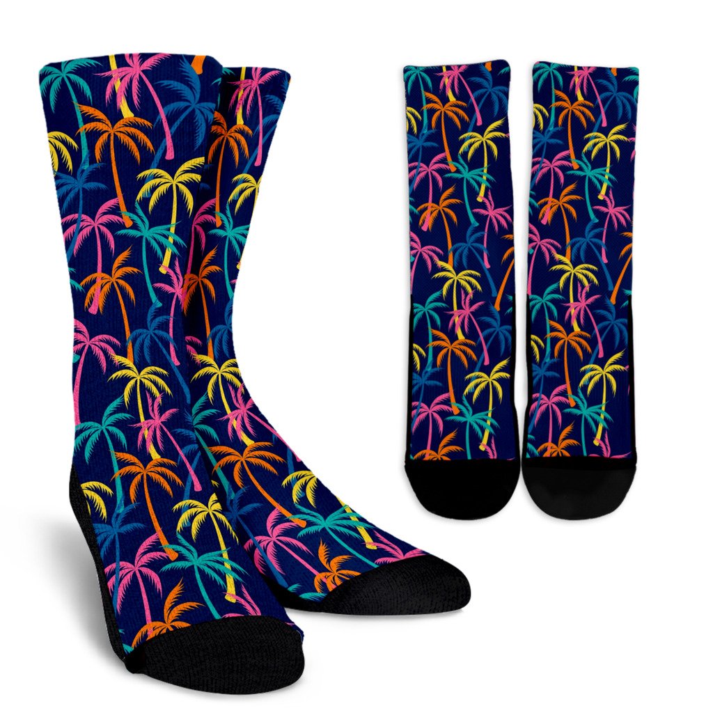 Palm Tree Pattern Print Design PT013 Crew Socks-JORJUNE.COM