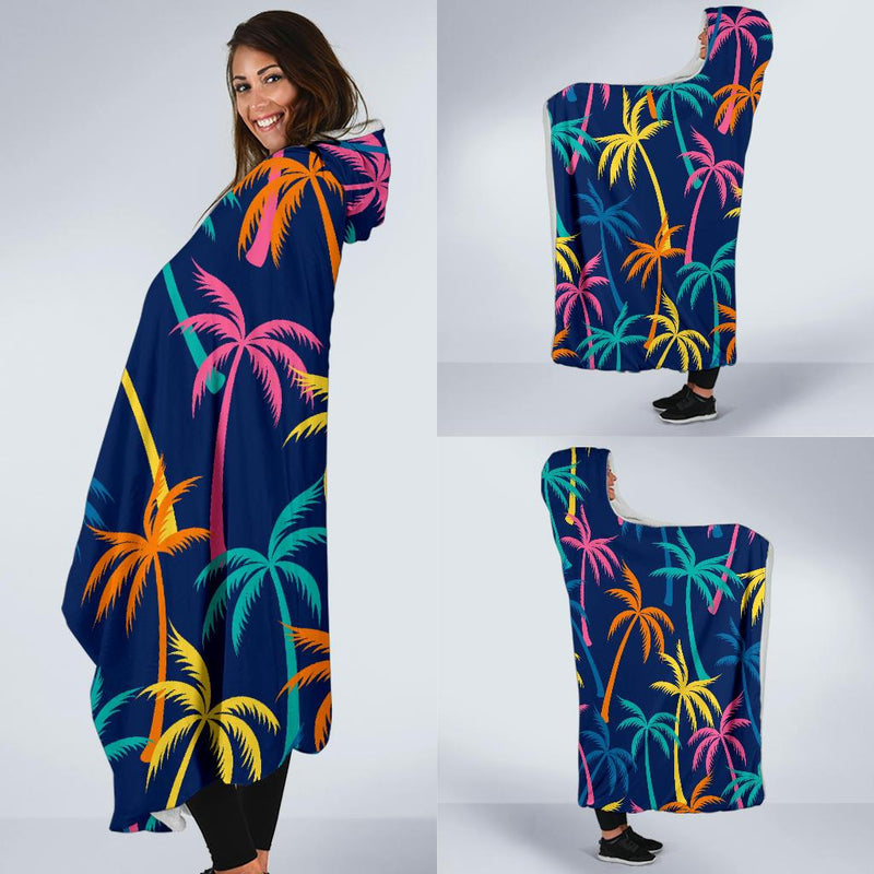 Palm Tree Pattern Print Design PT013 Hooded Blanket-JORJUNE.COM