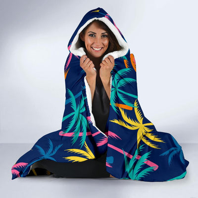 Palm Tree Pattern Print Design PT013 Hooded Blanket-JORJUNE.COM