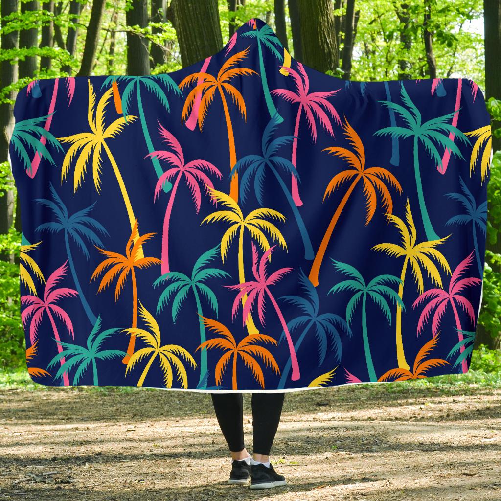 Palm Tree Pattern Print Design PT013 Hooded Blanket-JORJUNE.COM