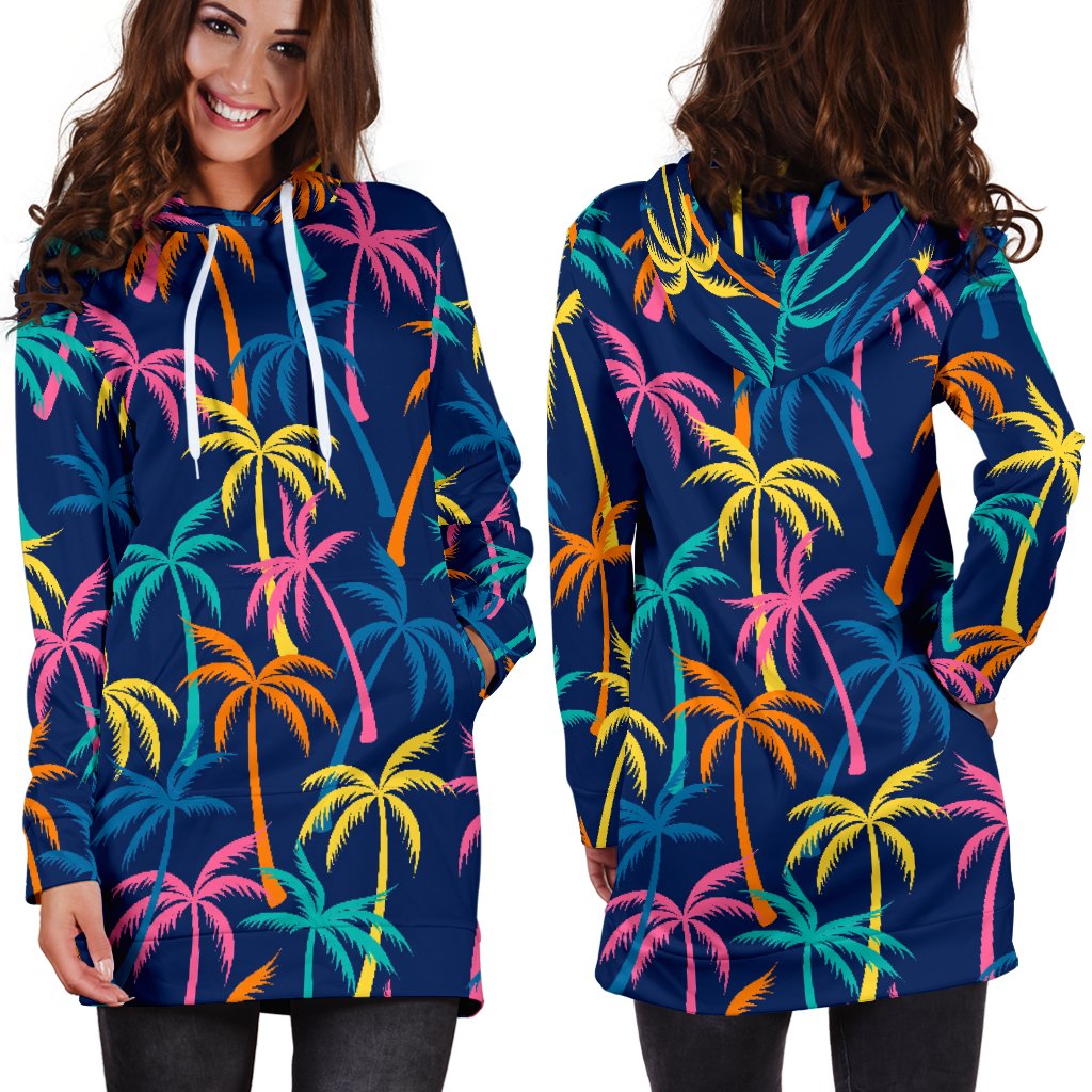 Palm Tree Pattern Print Design PT013 Women Hoodie Dress