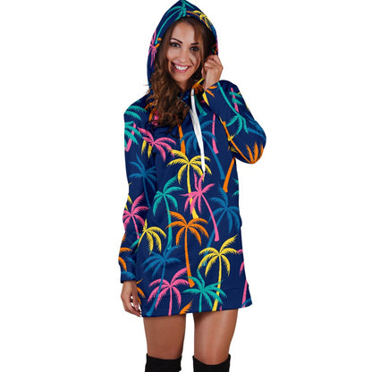 Palm Tree Pattern Print Design PT013 Women Hoodie Dress