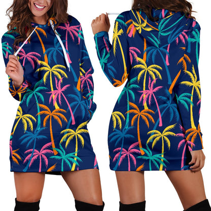 Palm Tree Pattern Print Design PT013 Women Hoodie Dress