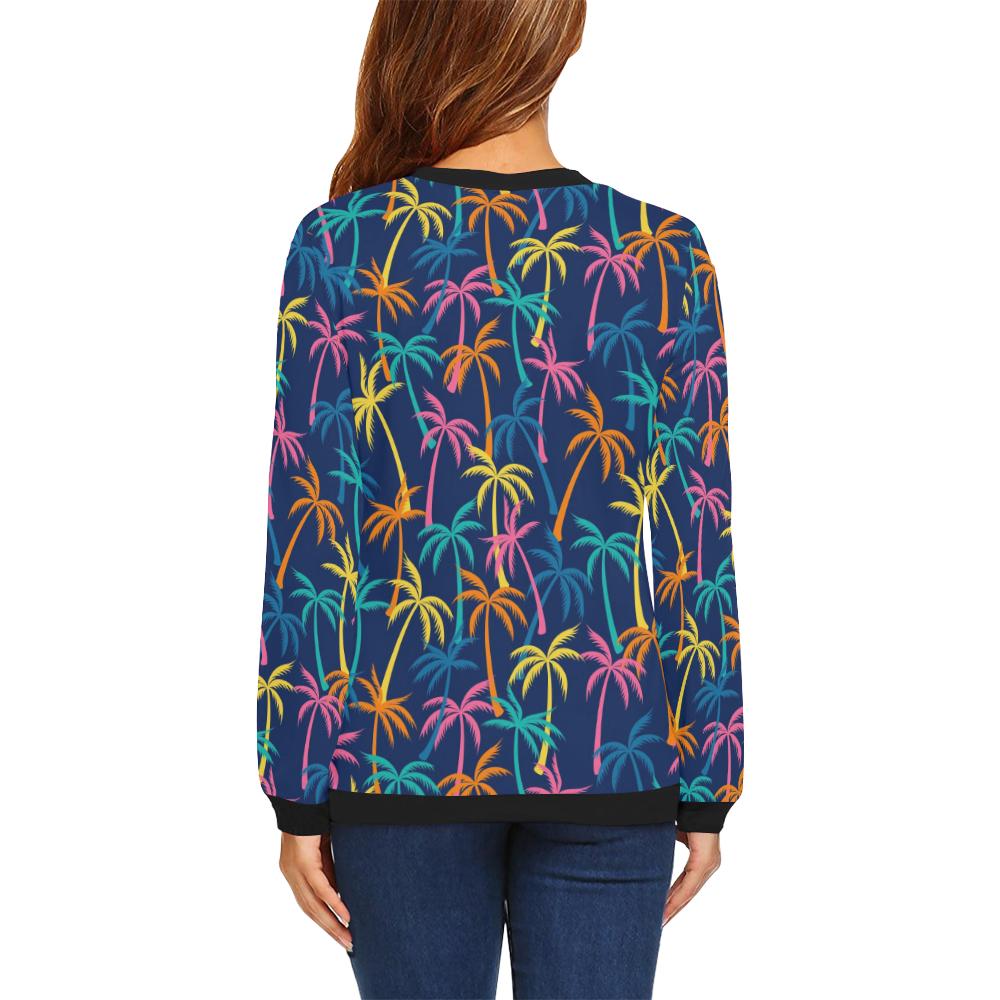 Palm Tree Pattern Print Design PT013 Women Long Sleeve Sweatshirt-JorJune