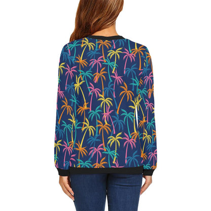 Palm Tree Pattern Print Design PT013 Women Long Sleeve Sweatshirt-JorJune