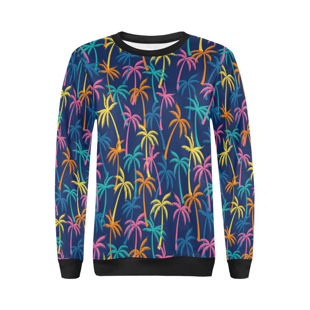 Palm Tree Pattern Print Design PT013 Women Long Sleeve Sweatshirt-JorJune