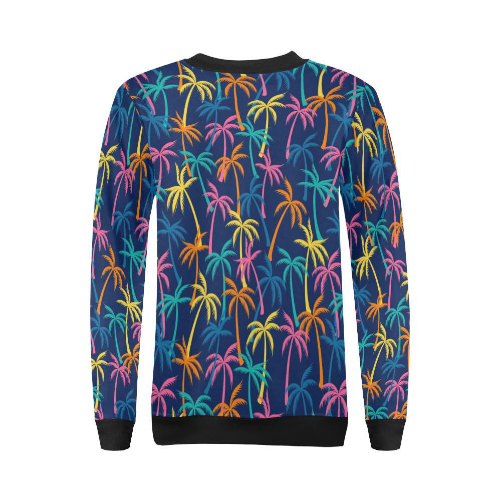 Palm Tree Pattern Print Design PT013 Women Long Sleeve Sweatshirt-JorJune