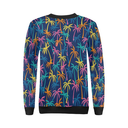 Palm Tree Pattern Print Design PT013 Women Long Sleeve Sweatshirt-JorJune