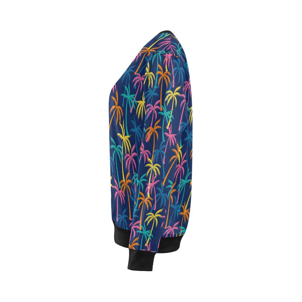 Palm Tree Pattern Print Design PT013 Women Long Sleeve Sweatshirt-JorJune