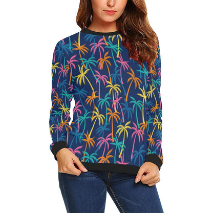 Palm Tree Pattern Print Design PT013 Women Long Sleeve Sweatshirt-JorJune