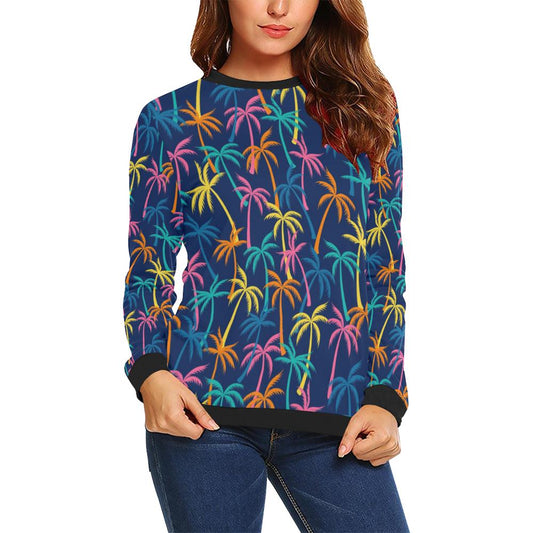 Palm Tree Pattern Print Design PT013 Women Long Sleeve Sweatshirt-JorJune