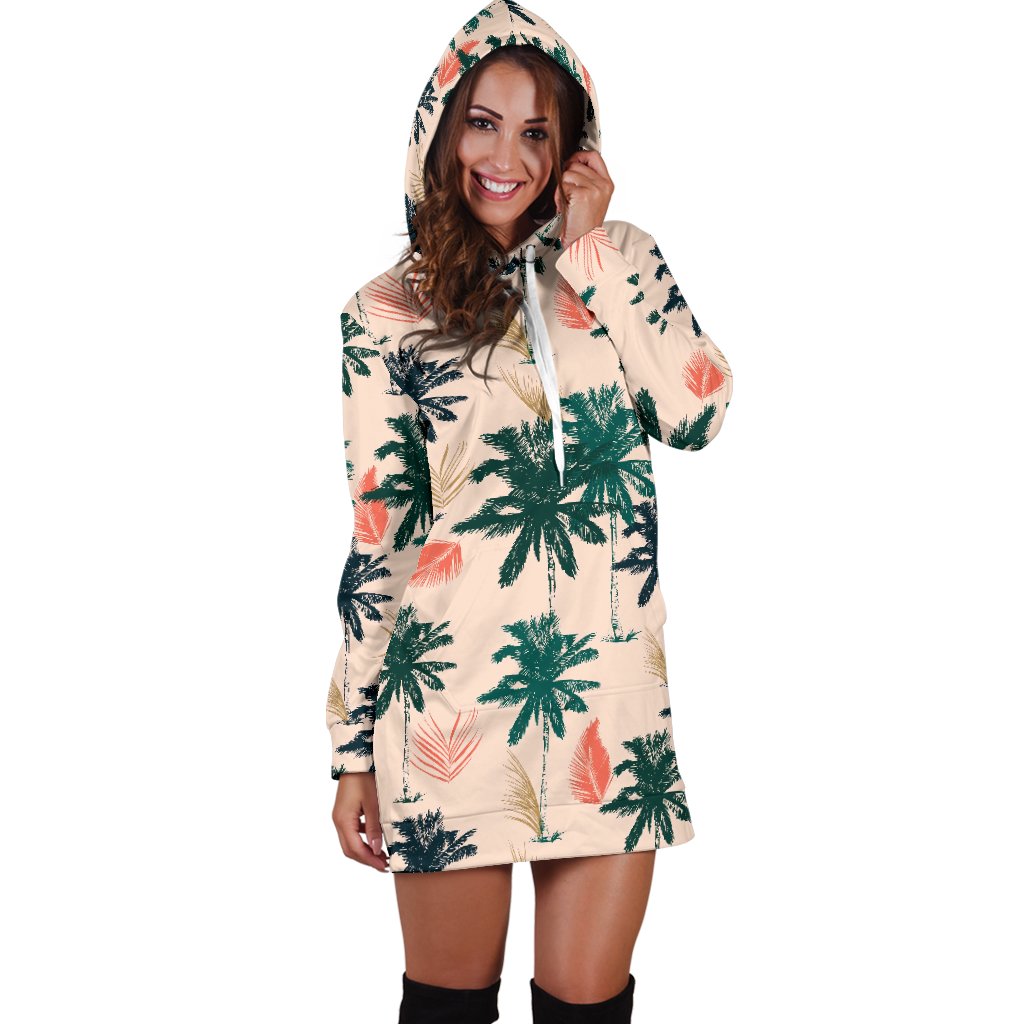 Palm Tree Pattern Print Design PT014 Women Hoodie Dress